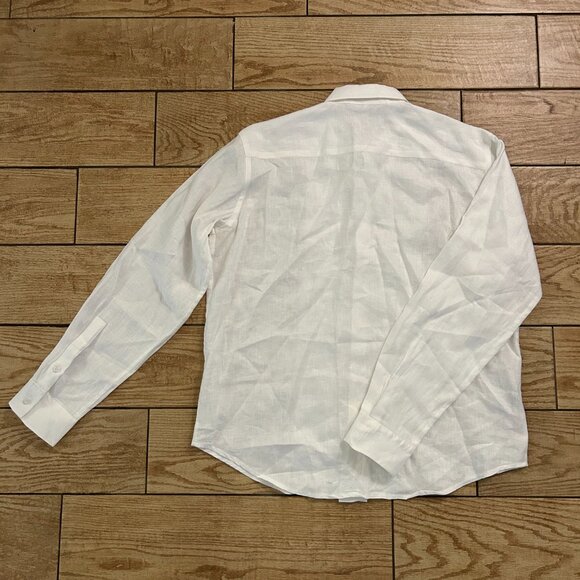 Island Importer Linen Button Down Havana Pleated Shirt Long Sleeve Mens Size XL - Picture 2 of 4